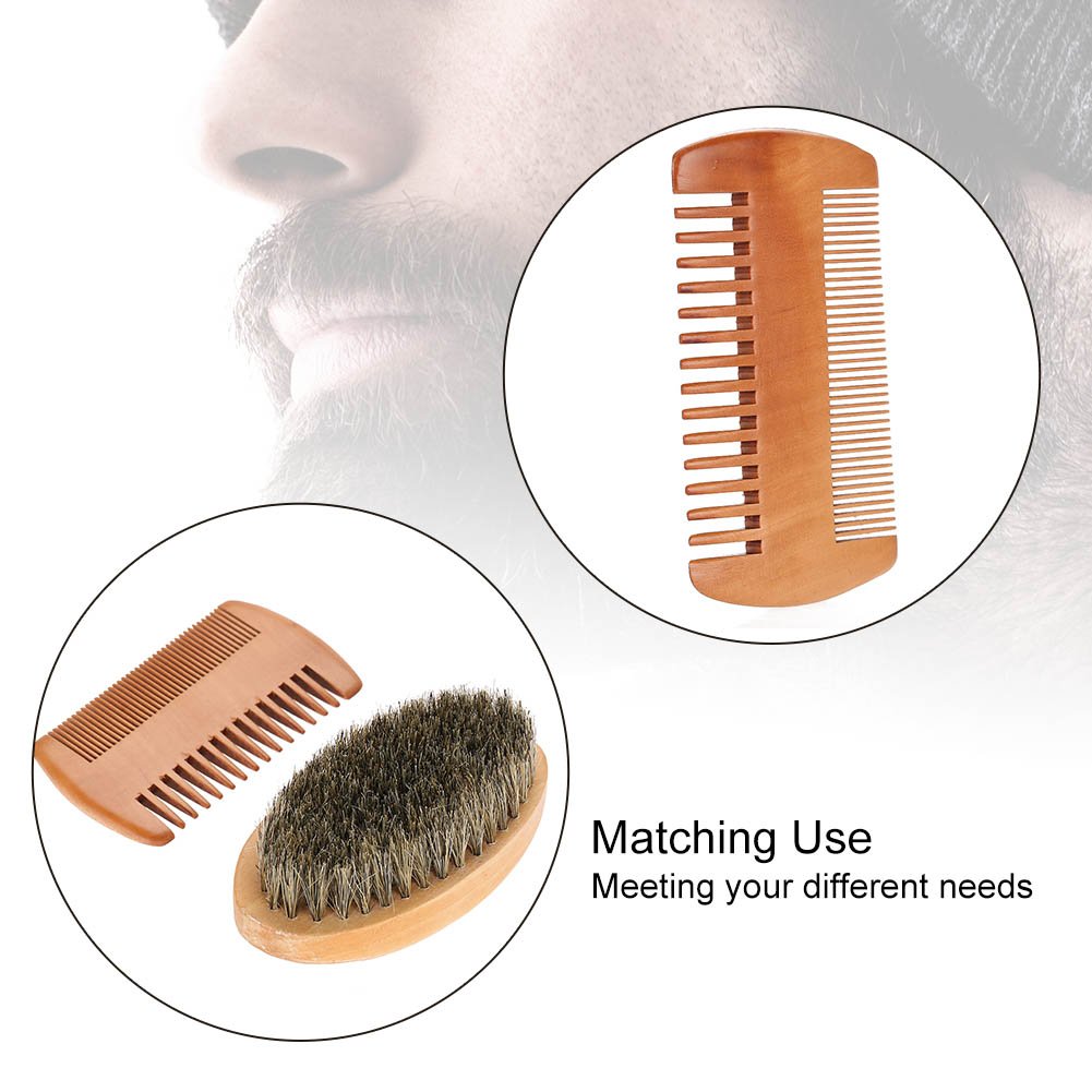 Men's Beard and Mustache Care Kit - Oval Brush, Comb, Grooming Tools for Softening, Conditioning, and Cleaning