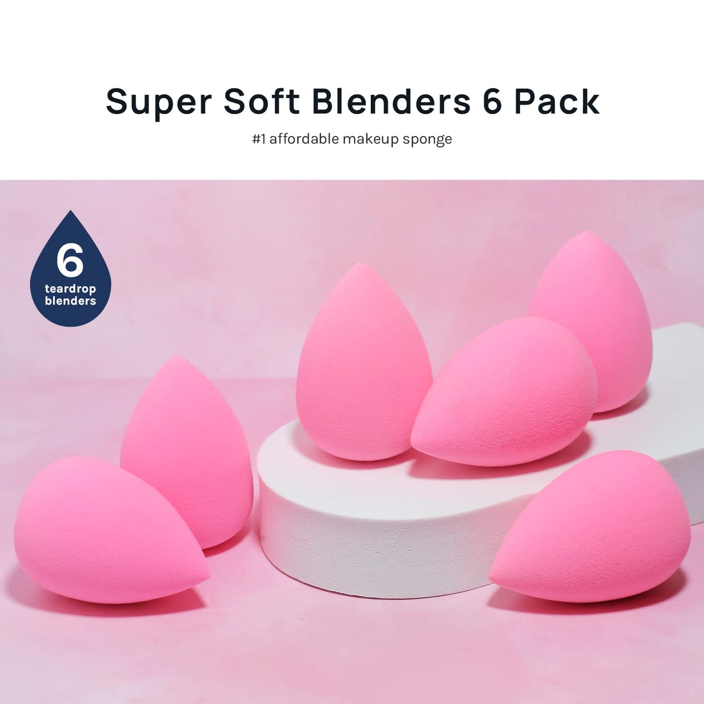 AOA Studio Collection makeup Sponge Set Latex Free and High-definition Set of 6 makeup Wonder blender For Powder Cream and Liquid, Super Soft Wonder