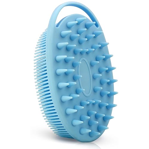 Upgrade 2 in 1 Bath and Shampoo Body Brush, Silicone Body Scrubber for Use in Shower, Exfoliating Body Brush, Premium Silicone Loofah, Head Scrubber