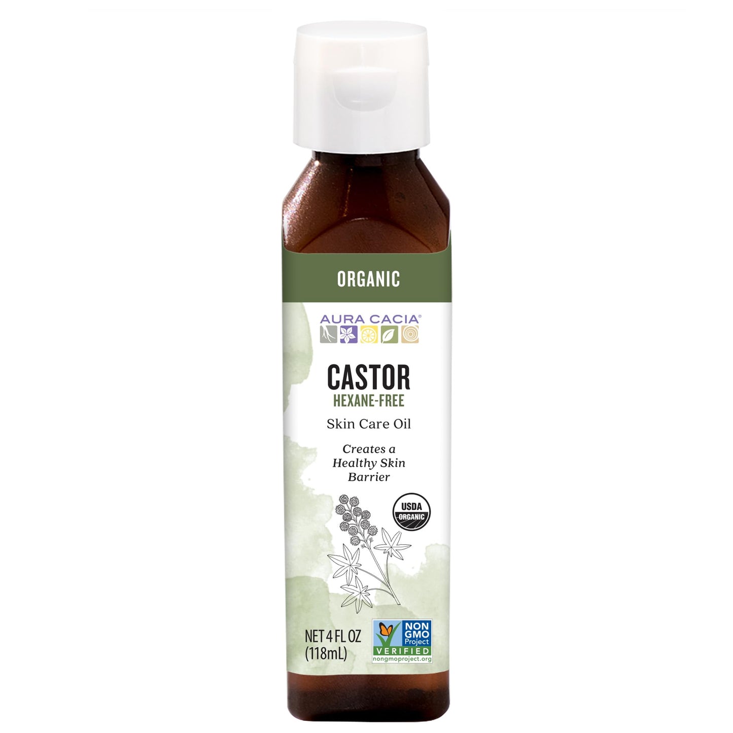 2 Packs of Aura Cacia Skin Care Oil - Organic Castor Oil - 4 Fl Oz