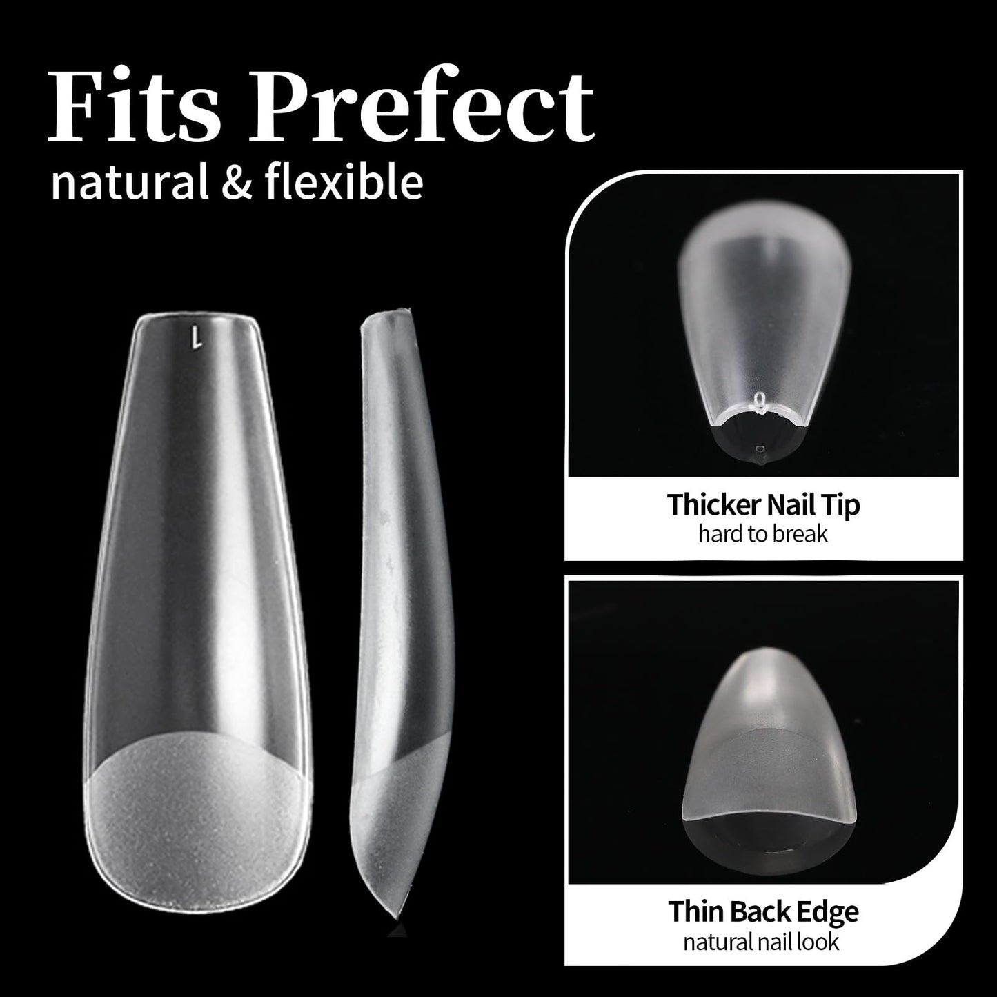 Cycullinyt 550pcs Coffin Soft Gel Nail Tips, 11 Sizes Medium Coffin Half Matte Nails Full Cover Acrylic Press on False Nail Tips No Trace