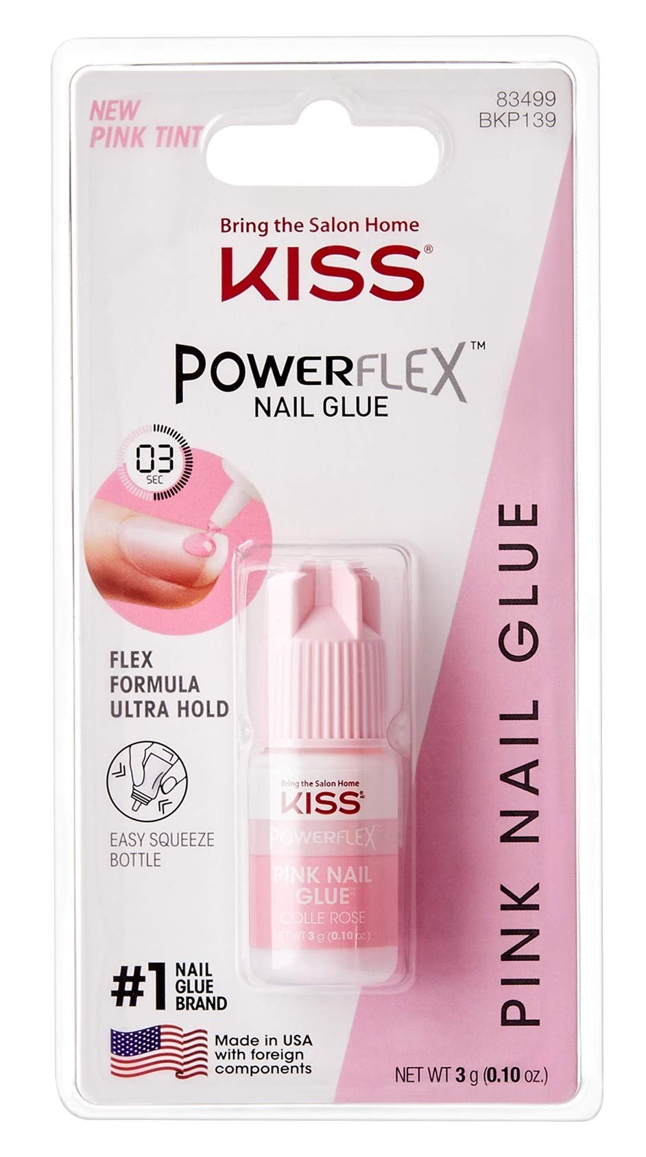 Kiss Powerflex Nail Glue Pink Tint 0.10 Ounce (Pack of 3) Beauty & Personal Care KISS