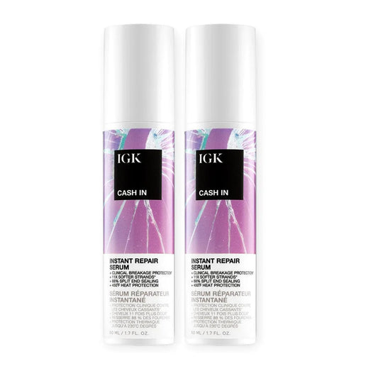 IGK Cash In Instant Repair Hair Serum | Reduce Breakage + Increase Strength | Silicone-Free | 1.7 oz (Pack of 2) Beauty & Personal Care IGK