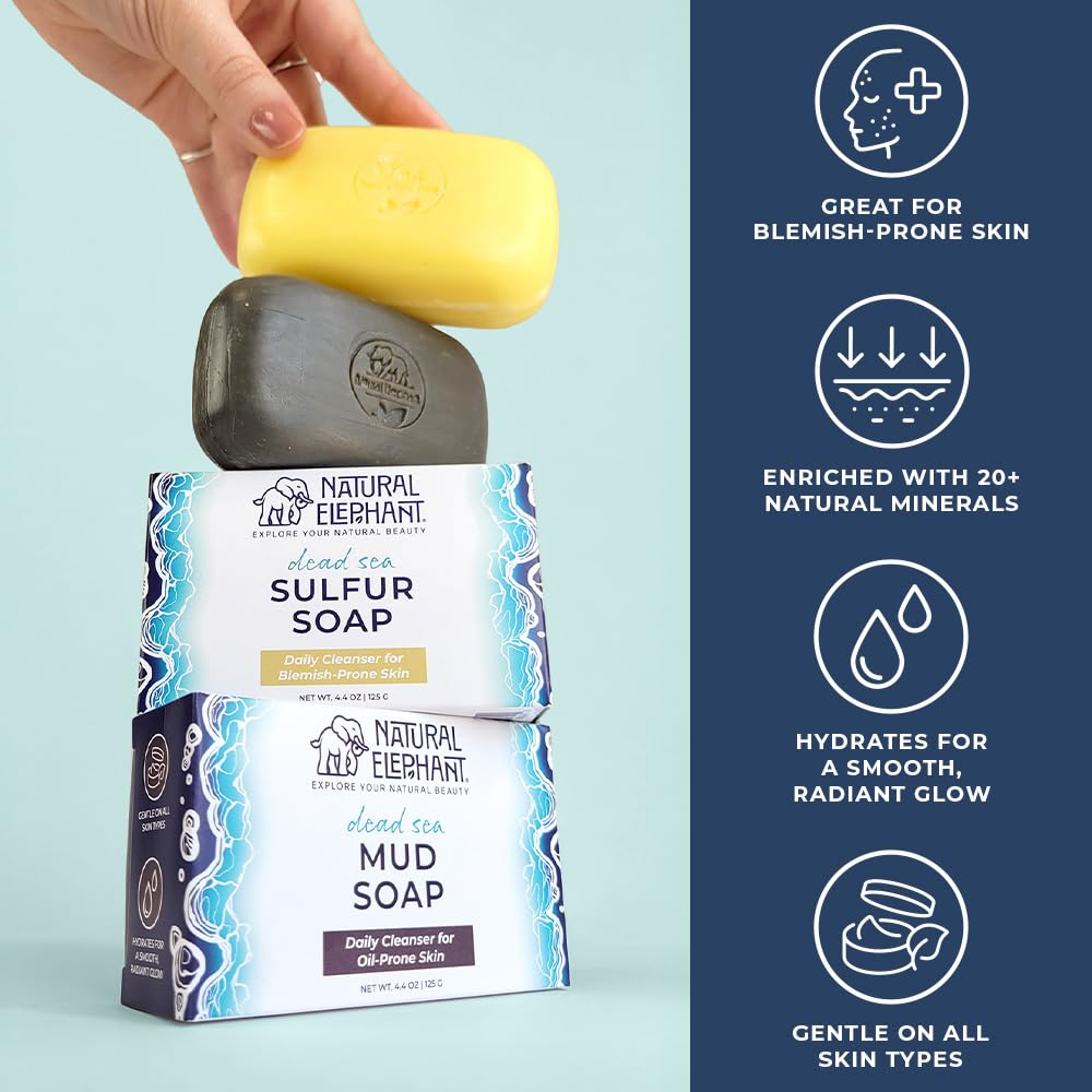 Natural Elephant Dead Sea Mud Soap Bar | Mineral-Rich Face & Body Cleanser with Natural Dead Sea Minerals | 4.4 oz (125 g)