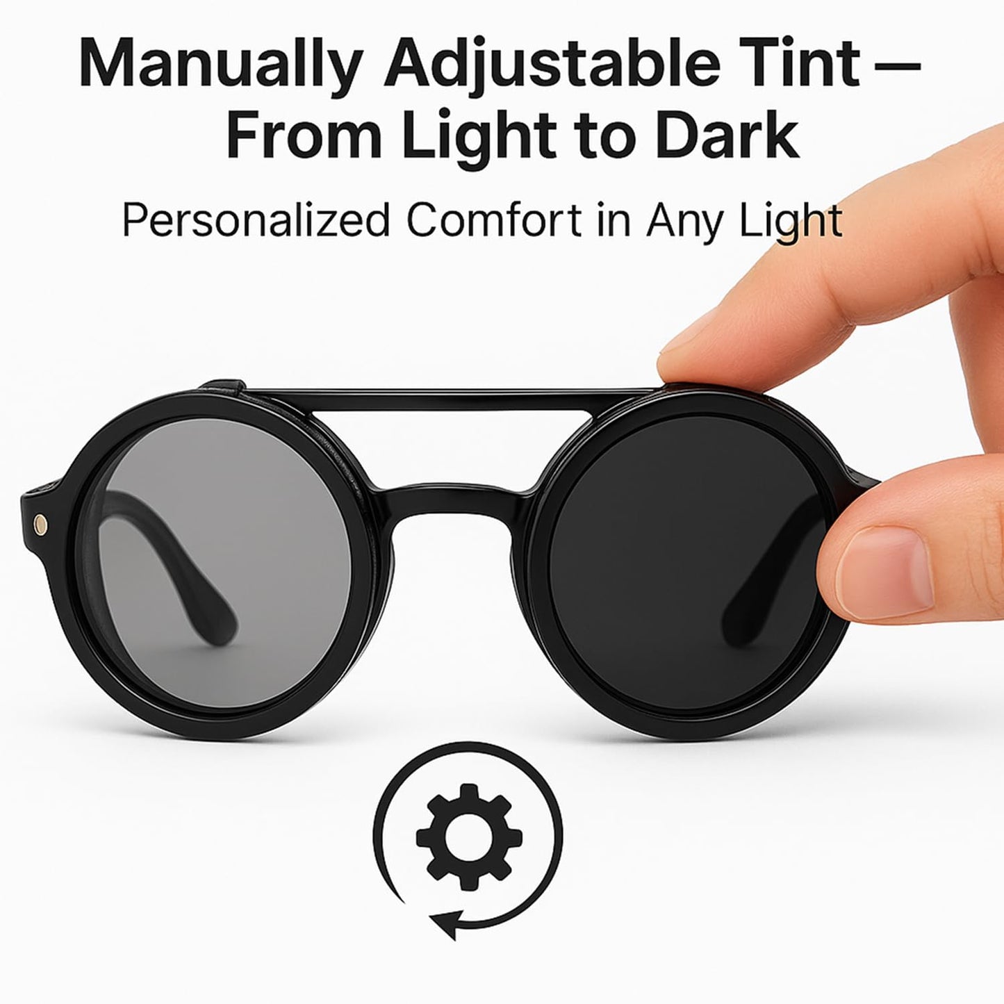 Carlcross Adjustable Polarized Sunglasses, Nd Filter Lenses, Uv400, Adjustable Tint Steampunk Sunglasses, Dimmable Shades Glasses with Side Leather