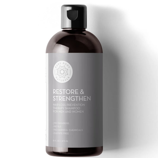 Pure Body Naturals Hair Loss Shampoo – DHT Blocker for Thinning Hair, Restores & Strengthens, 16oz for Men & Women (Label Varies)