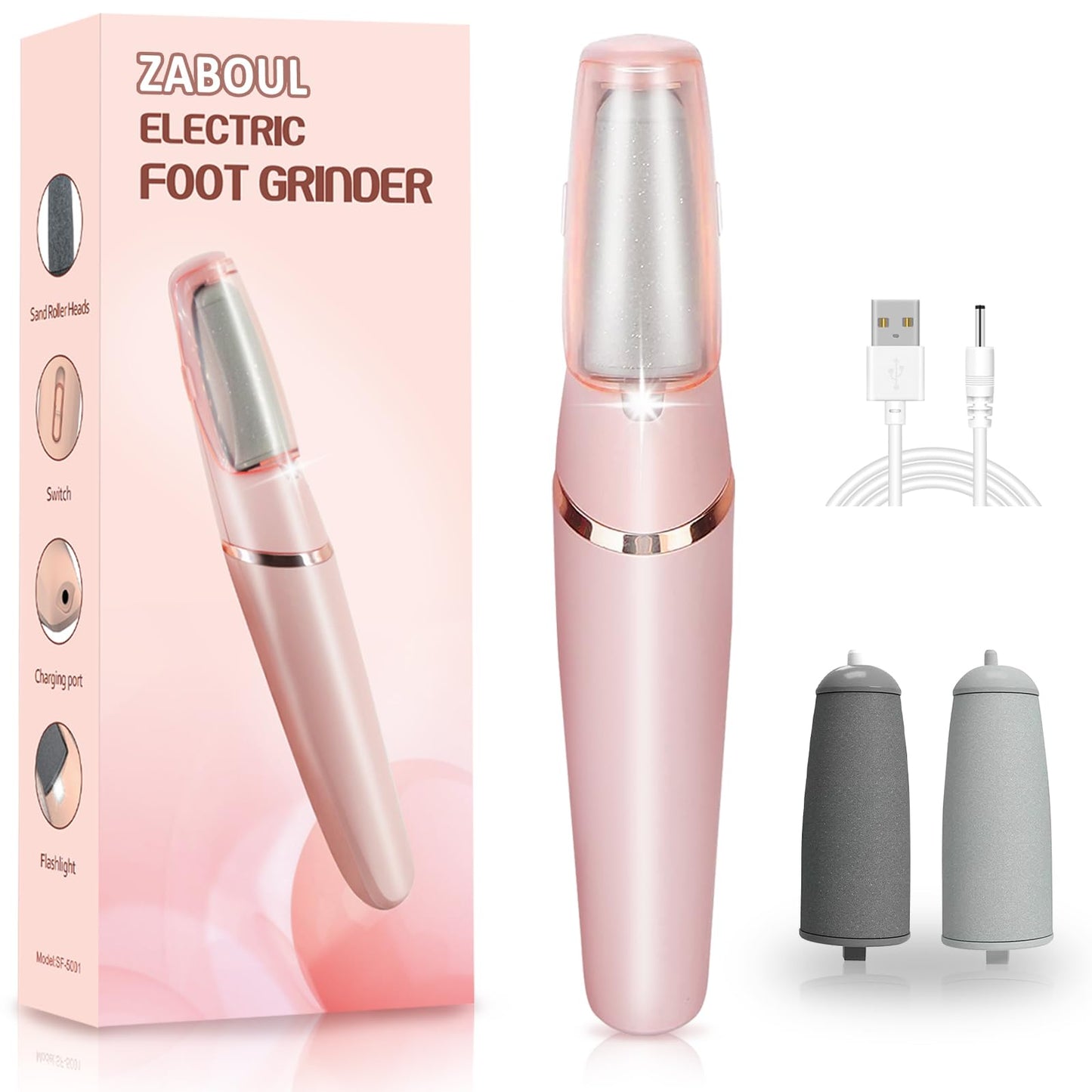 Smooth Pedicure Wand, Electric Foot Callus Remover Rechargeable Pedicure Tool Callus Remover for Feet Electronic Foot File, Feet Care for Removes Dry Beauty and Personal Care ZABOUL Default Title