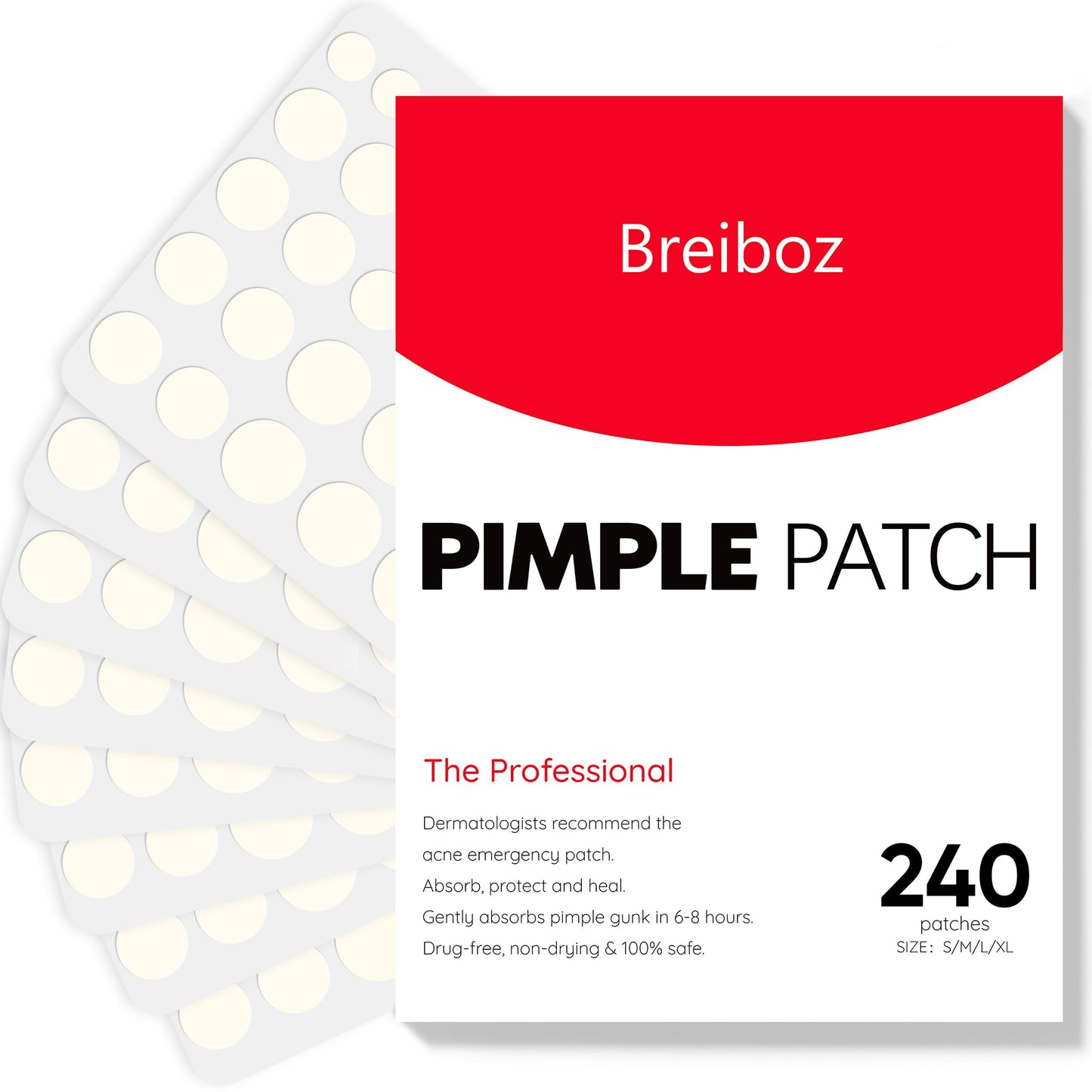 Breiboz Pimple Patches for Face, Skincare Hydrocolloid Acne Pimple Patch Invisible Zit Covers with Tea Tree, Salicylic Acid & Cica Oil | 4 Size 240 Beauty and Personal Care Breiboz Default Title