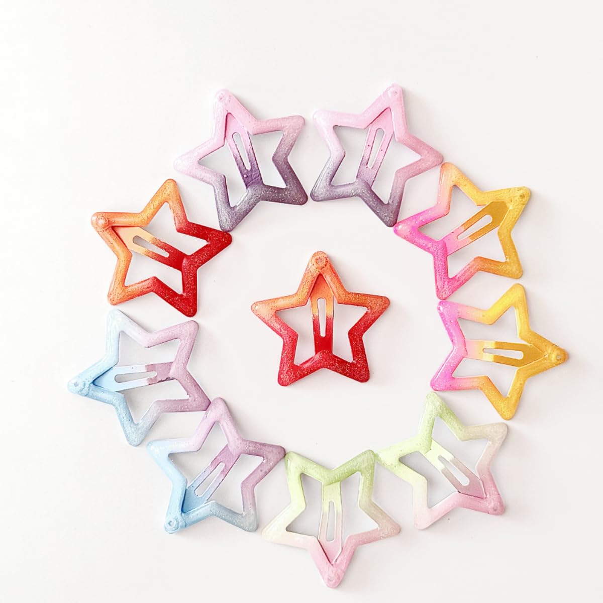YAOKUA Star Hair Clips for Girls, 50 Pcs No Slip star Metal fashion Hair Snap Clips Barrettes for Kids Teens Women