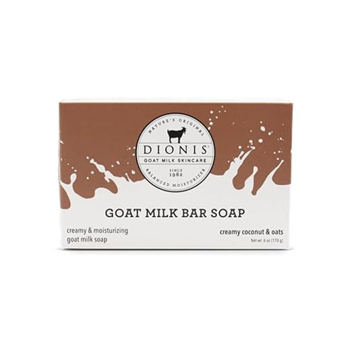 Dionis Goat Milk Skincare 6oz Creamy Coconut & Oats Scented Hand & Body Bar Soap - Moisturize, Restore, For All Skin Types, Non Greasy, No Residue