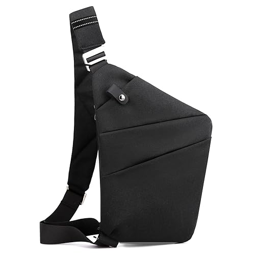 Anti Theft Travel Bag, One Shoulder Large Capacity Cross-body Bag Chest Fashion Lightweight Sling Bags for Travel Sports (Left Shoulder, Black)