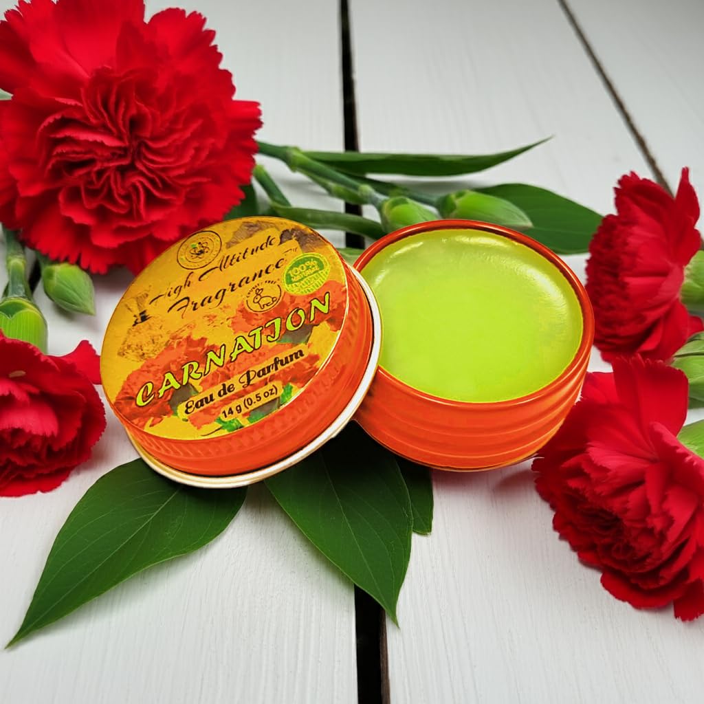 CARNATION Perfume - Eau de Parfum - Solid Balm - Natural Essential Oils Aromatherapy Fragrance (Dianthus Caryophyllus, Lily Fresh Green Floral Spicy