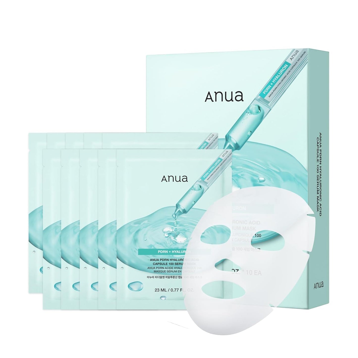 Anua PDRN Hyaluronic Acid Capsule 100 Serum Mask, Hydrating & Soothing Face Mask for Glass Skin, Dewy Glow and Firm Looking Skin, Salmon DNA Beauty and Personal Care ANUA
