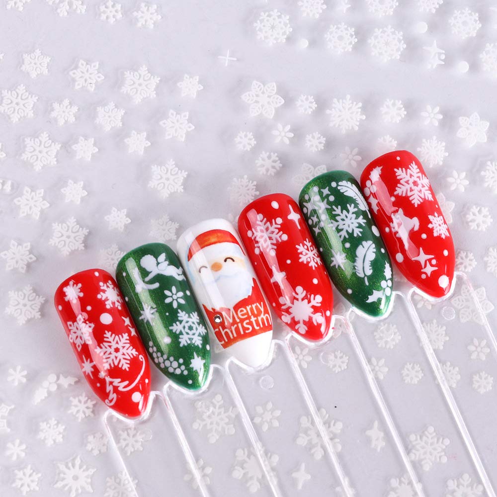 12 Sheets Snowflakes Nail Art Stickers Christmas Nail Decals 3D Self-Adhesive Snowflakes Nail Designs Nails Supplies for Women Girls Nails Tattoos