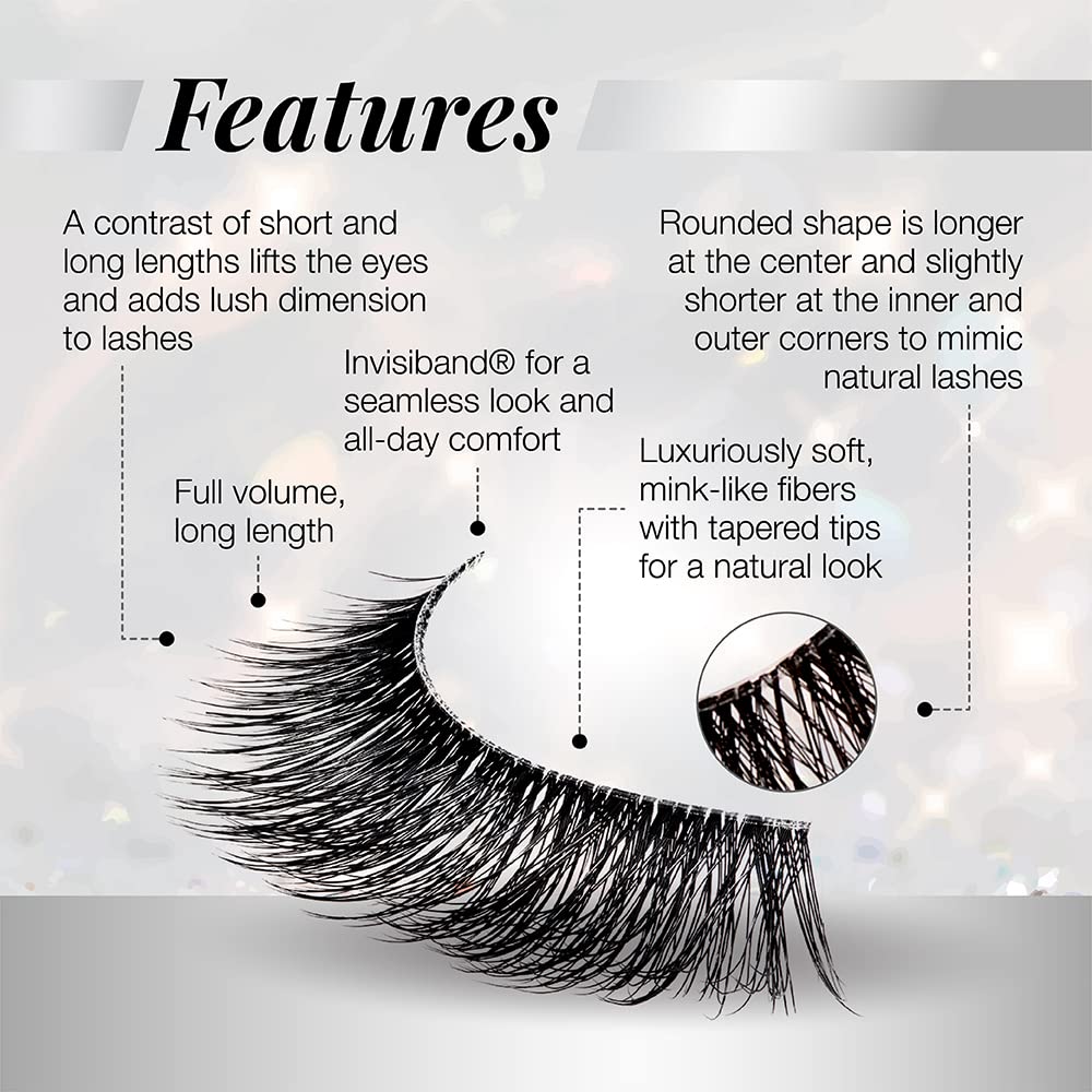 Ardell 3D Faux Mink Lashes 863 - Multi-Dimensional Lashes Natural Look Wispy Finish with Invisiband, 1 Pair
