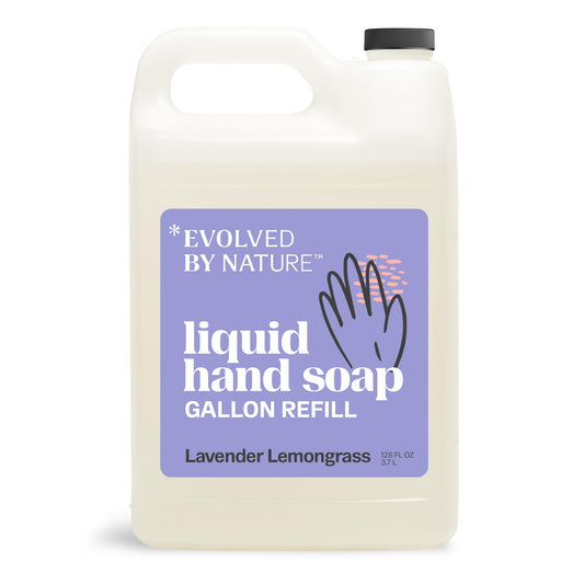 EVOLVED BY NATURE Liquid Hand Soap Refill, 128 Oz, Lavender Lemongrass, Biodegradable Formula