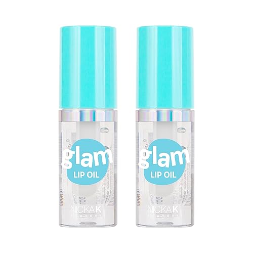 Nicka K New York Glam Lip Oil, Long Lasting, Tinted Lip Gloss, Nourihes, Hydrates (Pina Colada 2 Pack)
