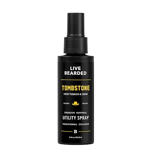 Live Bearded Utility Spray - All Purpose Cologne with Natural Fragrance - Made in the USA - 3.4 fl oz Bottle | Tombstone Scent - Sweet Tobacco, Cedar