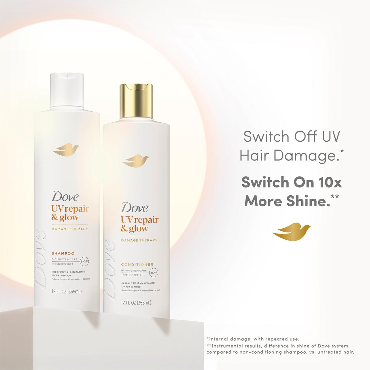 Dove Shampoo, Conditioner & 10-in-1 Radical Recovery Hair Mask, UV Repair & Glow - Damage Therapy Hair Products with Ferulic Serum and BioProtein Care