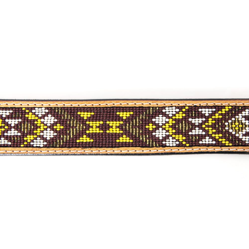 American Darling Small Hand Tooled Brown Genuine American Leather Beaded Belt Men & Women Western Belt with Removable Buckle