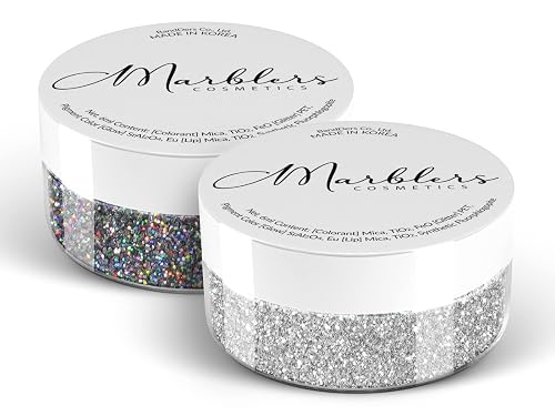 MARBLERS Twinkle Face & Body Glitter Duo [Holo Galaxy & Silver] 0.36oz (10g) | Non-Toxic | Vegan | Cruelty-Free | Eyeshadow, Nail Polish, Nail Art |