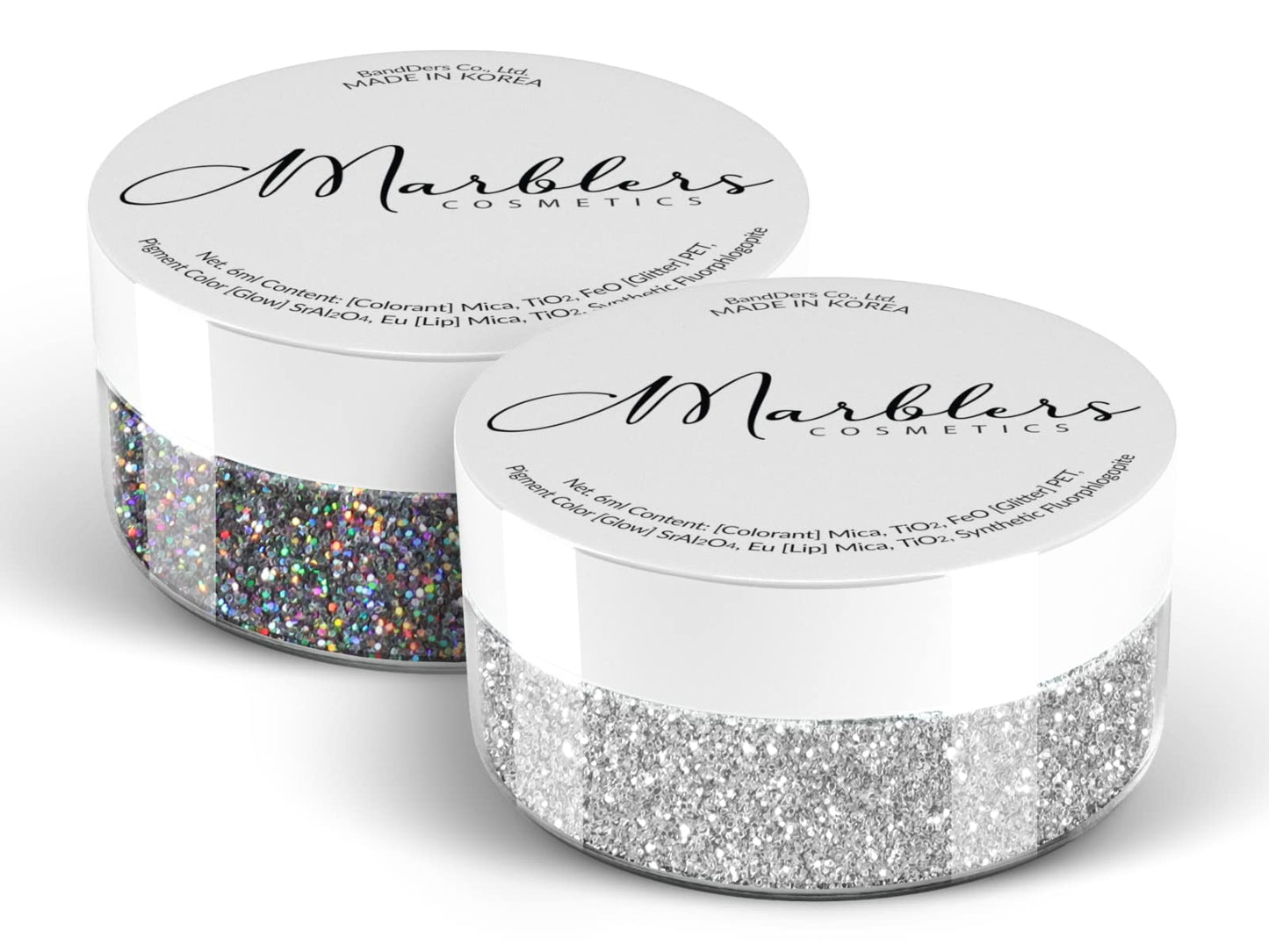 MARBLERS Twinkle Face & Body Glitter Duo [Holo Galaxy & Silver] 0.36oz (10g) | Non-Toxic | Vegan | Cruelty-Free | Eyeshadow, Nail Polish, Nail Art |