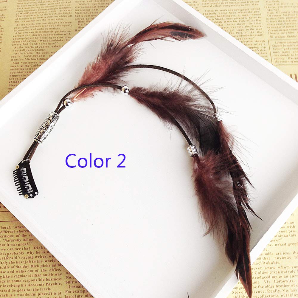 Jurxy Women Feather Hair Clips Set of 3 Handmade Boho Hippie Hair Extensions with Clip Comb Hairpin Headdress
