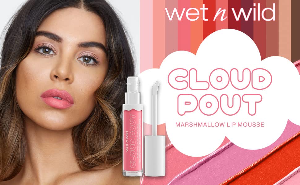 wet n wild Lip Cream Cloud Pout w/Marshmallow, Pink Marsh To My Mallow | Argan Oil | Vitamin E