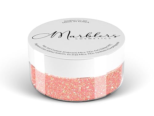 MARBLERS Holographic Face & Body Glitter [Rainbow Pink] 0.18oz (5g) | Fine | Non-Toxic | Vegan | Cruelty-Free | Festival, Rave & Party Makeup | Eye