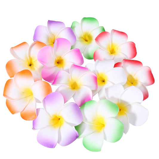 FRCOLOR 12 Pieces 3.5 Inch Hawaiian Plumeria Flower Hair Clips Foam Women Ladies Hair Accessories for Beach Party Wedding Event Decoration