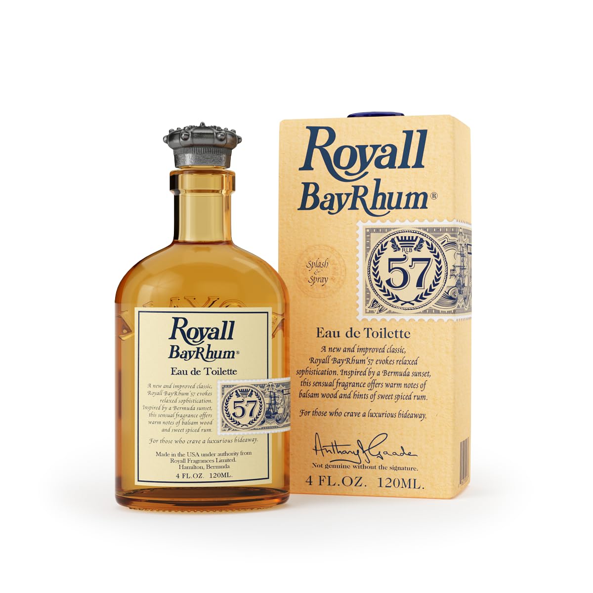 ROYALL BAYRHUM '57, Men's Heritage Eau de Toilette, Classic Bay Rum Fragrance - 4 Fl oz Spray