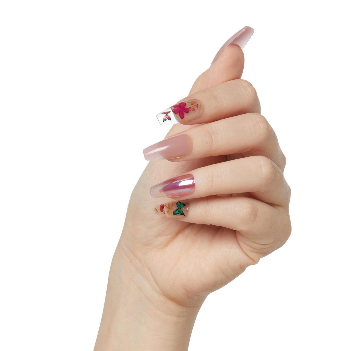 KISS Gel Fantasy Press On Nails, Nail glue included, 'Jelly Cookie', Pink, Long Size, Coffin Shape, Includes 28 Nails, 2g glue, 1 Manicure Stick, 1 Beauty & Personal Care KISS