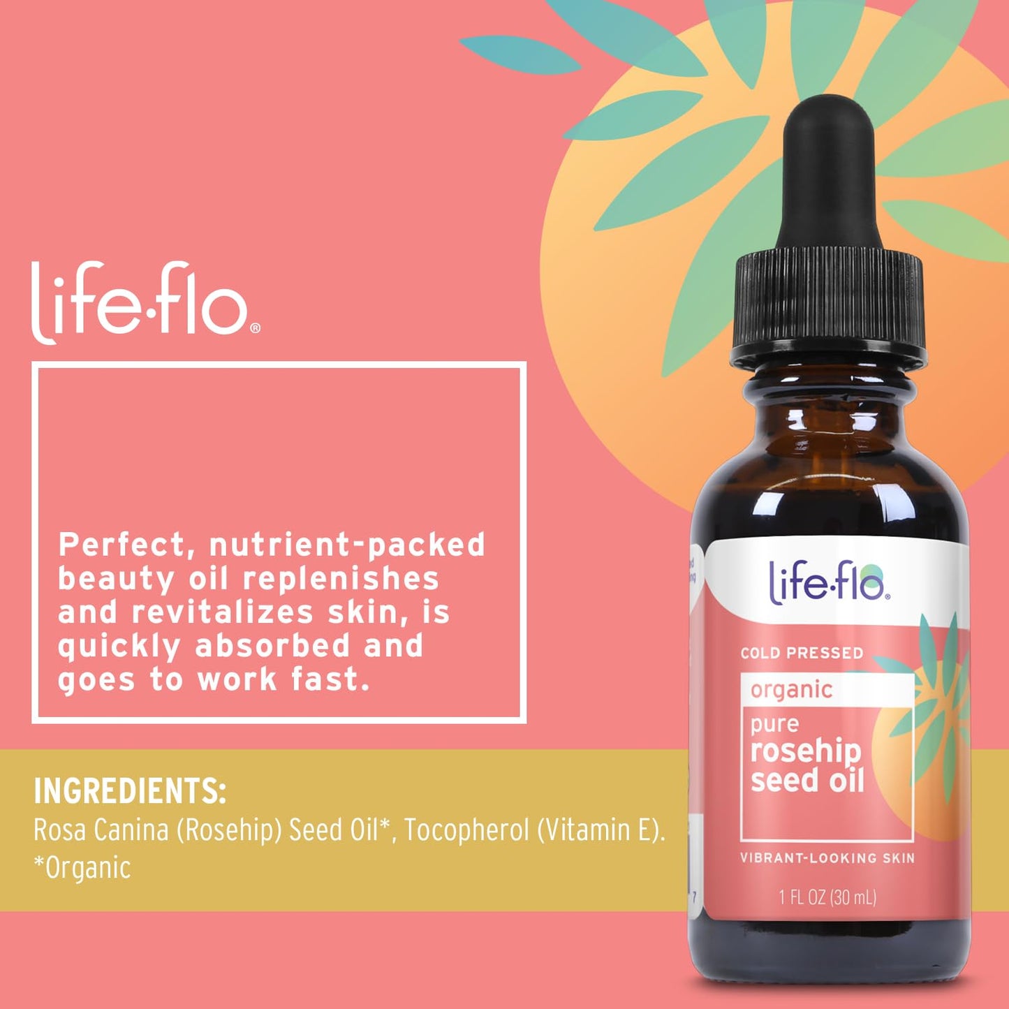 LIFE-FLO Pure Organic Rosehip Seed Oil, Hydrating Face Oil, Dry Skin Care, Cold Pressed from Organic Rose Hips, Rich in Fatty Acids and Vitamin A