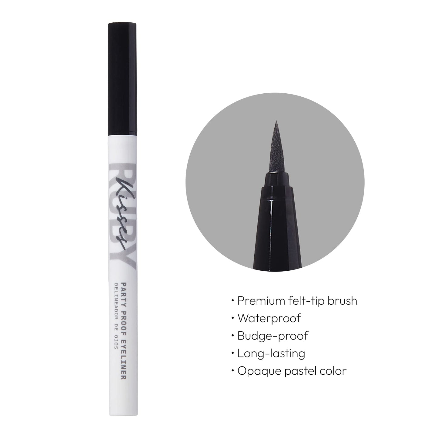 Ruby Kisses Party Proof Eyeliner, Pastel Colors Premium Felt-tip Waterproof Long-lasting Eyeliner (Pitch Black)