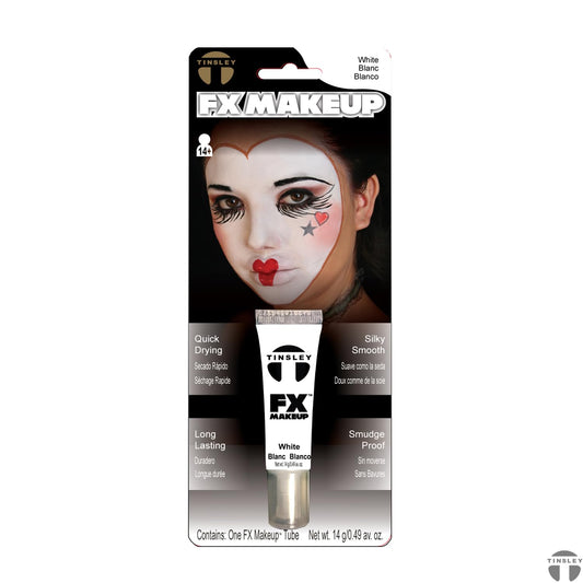 Tinsley Transfers FX Makeup Singles - White Face Paint (10 ml) - High Quality, Quick Dry, Smudge & Transfer Proof Halloween Makeup - Ideal