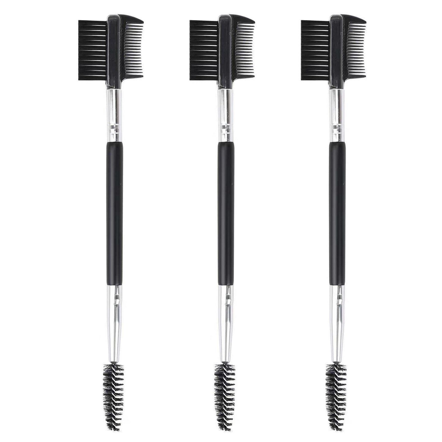 3pcs 3 Head Eyebrow Eyelash Shaper Eyelash Comb Double Head Brush Makeup Grooming Tool Cosmetic with 3 Different Spoolie Brushes for Separating