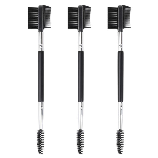 3pcs 3 Head Eyebrow Eyelash Shaper Eyelash Comb Double Head Brush Makeup Grooming Tool Cosmetic with 3 Different Spoolie Brushes for Separating