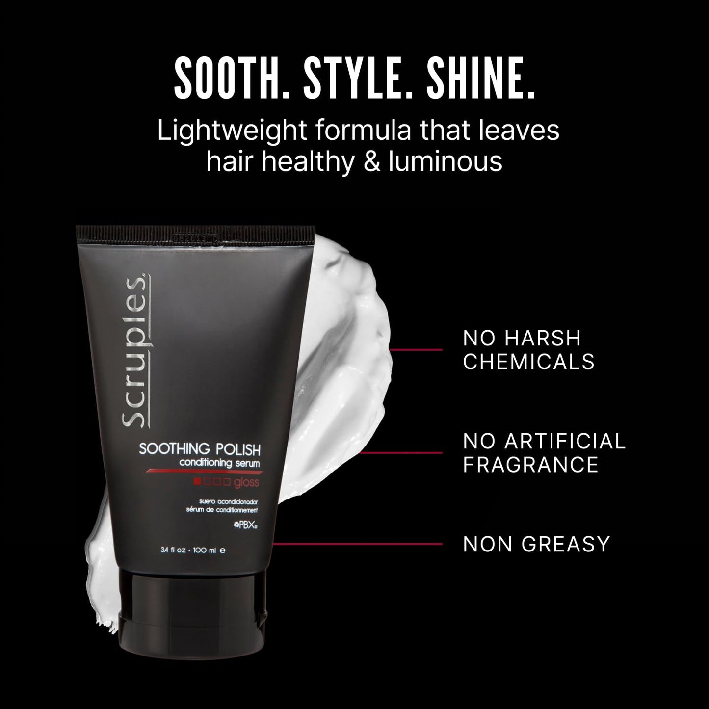 Scruples Soothing Polish Conditioning Serum - Anti Frizz Hair Serum to Smooth & Tame Strands - Hair Detangler for Shine (3.4 oz)