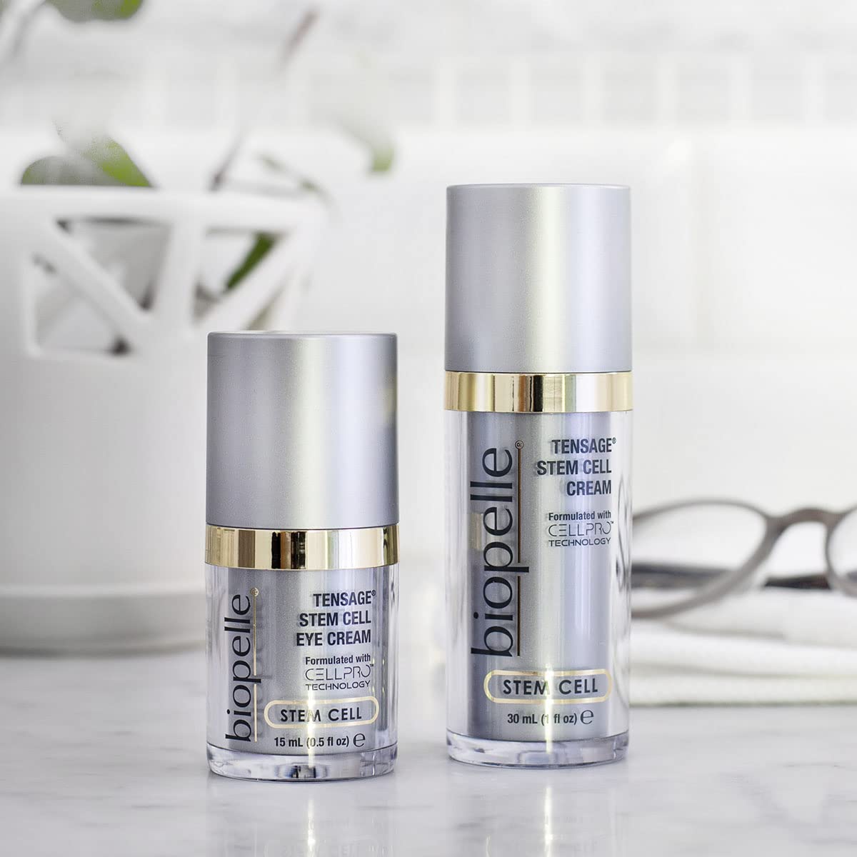 Biopelle Tensage Stem Cell Eye Cream, Under-Eye Cream for Dark Circles, Puffiness, and Bags with CellPro Technology, Caffeine, Retinol, and Peptides