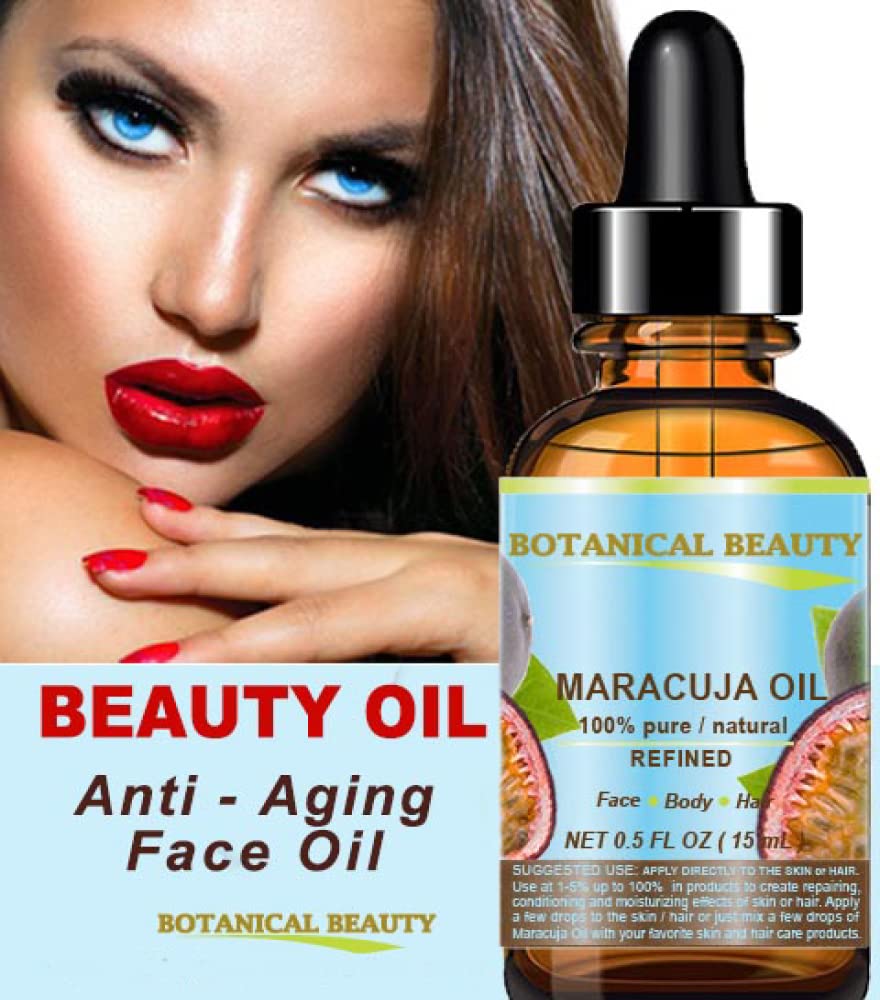 Botanical Beauty MARACUJA OIL 100% Pure Natural Cold Pressed Undiluted for Face, Skin, Hair, Body, Lip, Nails 0.5 Fl Oz - 15 ml Rich in Vitamin C