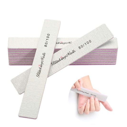 10Pcs Nail File 80/100 Grit Professional Nail Files and Buffers for Natural Nails, Double Sides Washable Block Disposable Nail Files for Nail Art DIY
