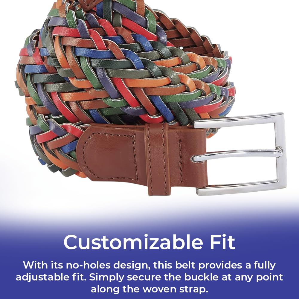 Colorful Braided Belt, Women’s Woven Vegan Leather Belt, Casual Style, Adjustable Fit