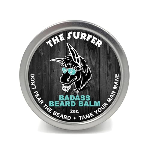 Badass Beard Care Beard Balm - The Surfer Scent, 2 Ounce - All Natural Ingredients, Keeps Beard and Mustache Full, Soft and Healthy, Reduce Itchy