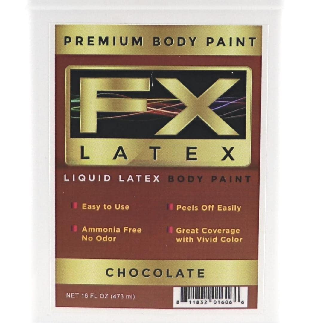 Liquid Latex - Face and Body Paint, Ammonia Free, Easy On and Off, Cosplay Makeup, Create Professional Monster, Zombie Arts 16 Oz (Chocolate)