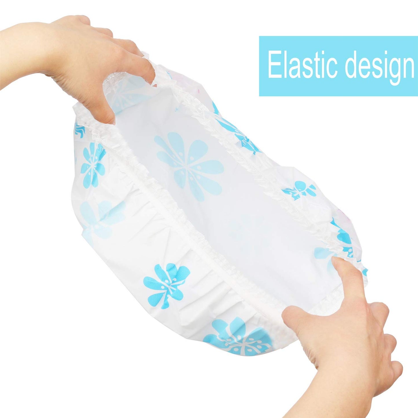 Shower Caps, 3 Pcs Waterproof Bath Caps Plastic Reusable Shower Caps Elastic Band Bath Hair Hat for Women Ladies Spa Salon