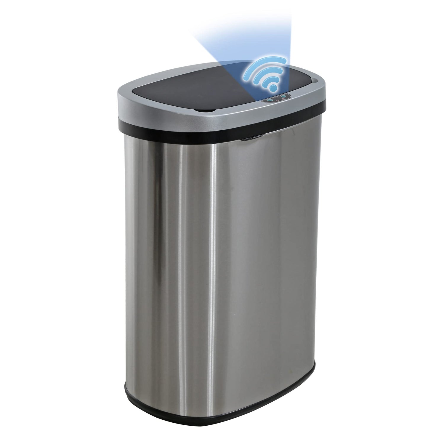13-Gallon Touch-Free Kitchen Trash Can – Automatic High-Capacity Garbage Bin with Lid, Brushed Stainless Steel for Home & Office