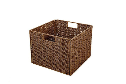 Trademark Innovation Foldable Storage Brown Basket with Iron Wire Frame