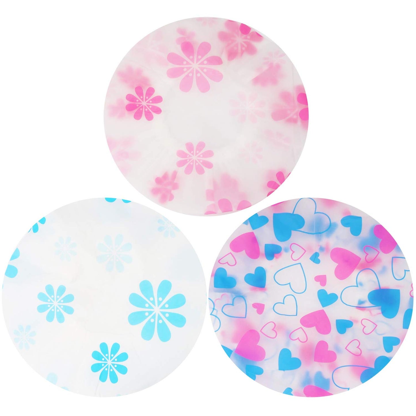 Shower Caps, 3 Pcs Waterproof Bath Caps Plastic Reusable Shower Caps Elastic Band Bath Hair Hat for Women Ladies Spa Salon