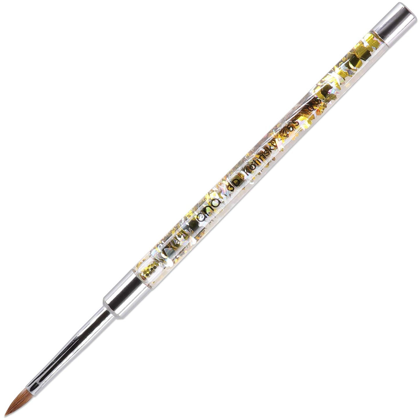 PANA Kolinsky 3D Acrylic Nail Brushes with Liquid Glitter Handle - For Professional Acrylic Powder Liquid Manicure Pedicure (Gold Color, Size #5) Beauty & Personal Care PANA