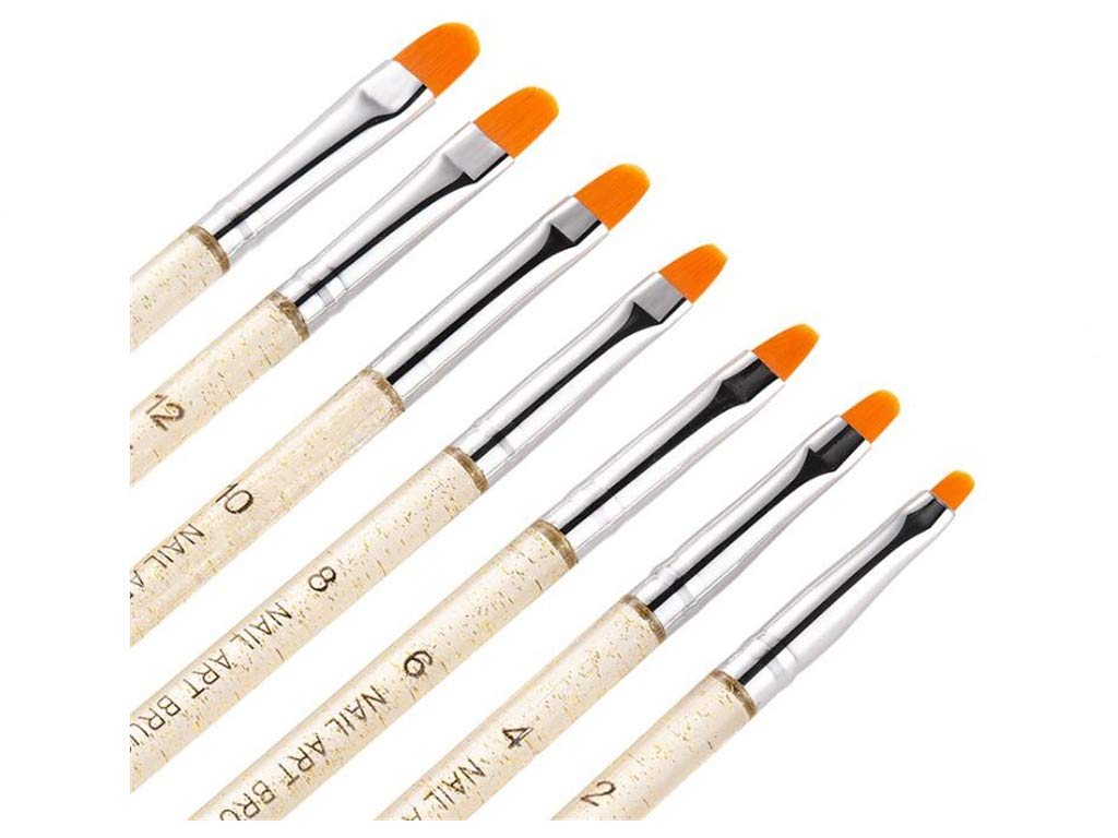 Aoshang 7Pcs Uv Gel Nail Brush, Poly Extension Gel Brush, Nail Art Tips Builder Painting Pen Set(No.2/4/6/8/10/12/14)